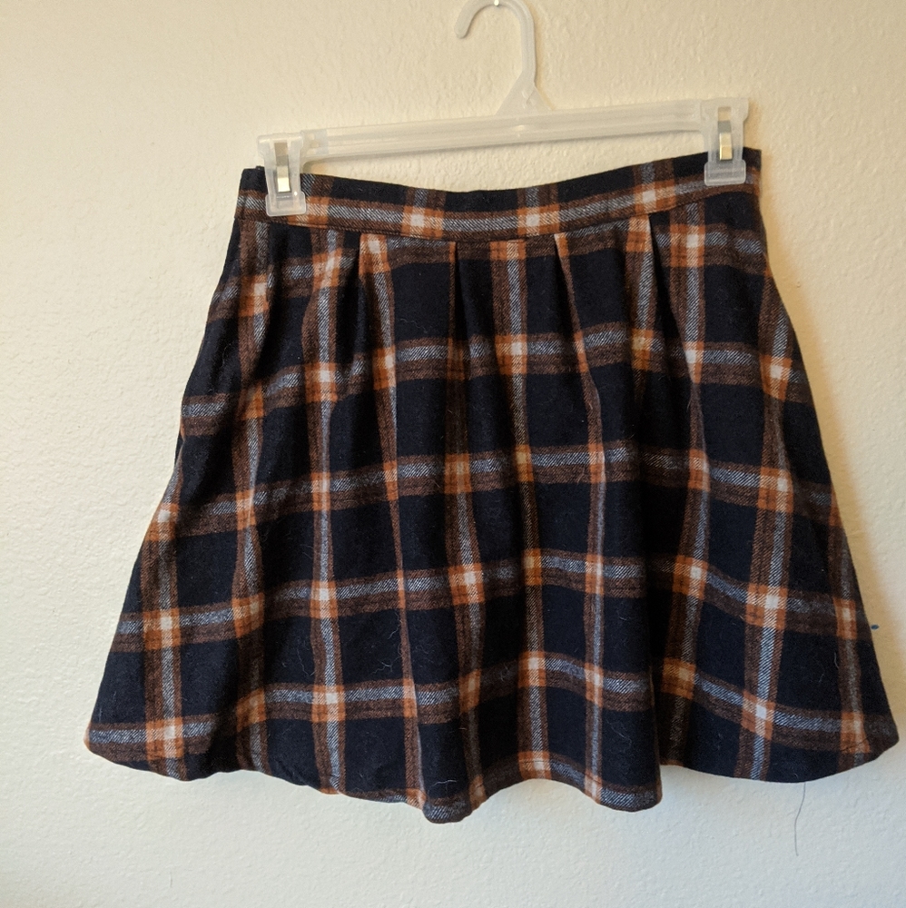 Plaid Wool Skirt